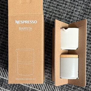 Nespresso Barista Collection Stackable Serving Set - White and Tan